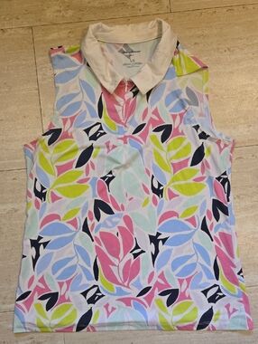 Tommy Bahama Golf Quarter-Zip Silky Collared Tank Blouse